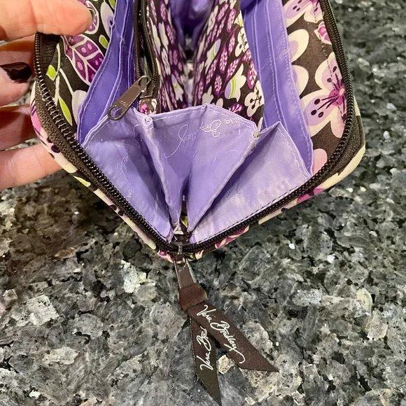 Vera Bradley Purple Floral Nightingale Zip Accordion 8 inch Wallet - Picture 7 of 11